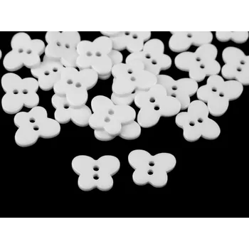 Knoflík Knoflík motýl velikost 26", střední, 6 bílá