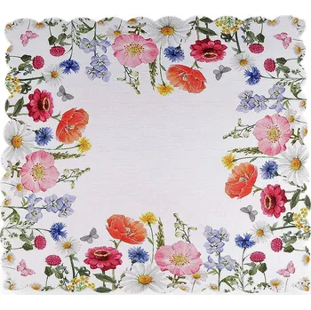 prostírání Prostírání textilní čtvercové 40x40 cm, střední, 1 bílá květy