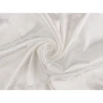 Satén / imitace hedvábí květovaný vzor, střední, 1 Off White