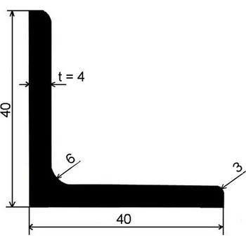 Stavební profil Profil L pozinkovaný 40×40×4 mm válcovaný – 6 m