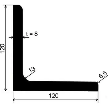 Stavební materiál Profil L rovnoramenný 120×120×8 mm válcovaný – 6 m