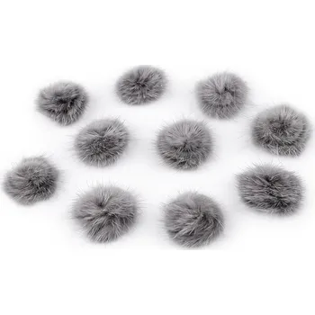 Aplikace kožešinová bambulka Ø3 cm, střední, 7 šedá