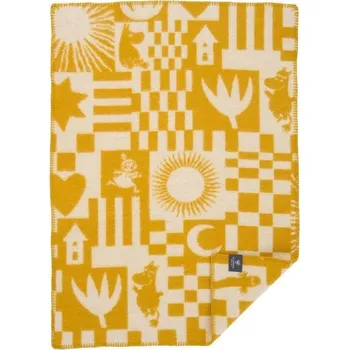 Dětská deka Vlněná dětská deka Moomin Play baby yellow 65x90, Klippan Švédsko Žlutá