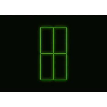 Kompletní LED čtyřhranné svítidlo zelené, rozměr: 4 elementy 88 x 234 cm