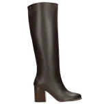 Čokoládové Kožené Dámské Kozačky Na Sloupku Wojas 7113652 39