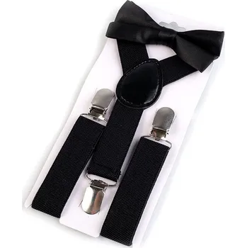 Kšandy Dětská sada šle a motýlek, velké, 4 černá