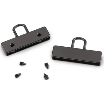 Kovová koncovka na popruh šíře 32 mm, střední, 2 nikl černý