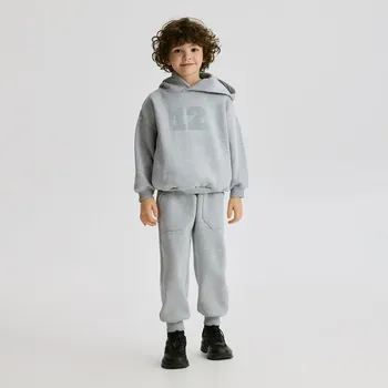 Chlapecká mikina Reserved - Úpletový set s bavlnou - světle šedá - 144FI-09M - 144FI-09M-122