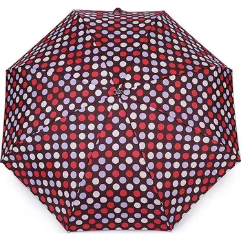 Deštník Dámský mini skládací deštník puntík, střední, 1 červenohnědá