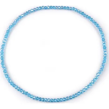 Náramek Náhrdelník pružný z broušených skleněných korálků, střední, 6 modrá azuro AB