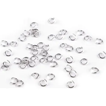 Materiál na výrobu šperku Kroužek spojovací otevřený Ø6; 7 mm z nerezové oceli, velké, 2 (7 mm) platina