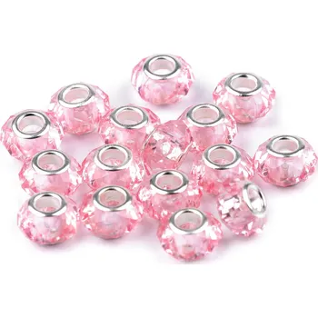 Dětské navlékací korálky Plastové korálky s ploškami s velkým průvlekem 14,5x9 mm, střední, 14 růžová sv.