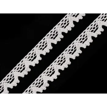 Bavlněná krajka paličkovaná šíře 14 mm, střední, 1 bílá