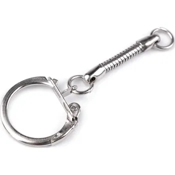 Náramek Přívěsek na klíče s karabinou a poutkem, střední, 1 nikl