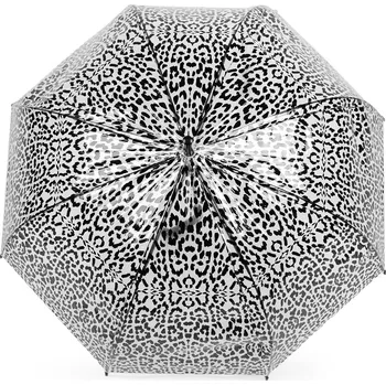 Deštník Dámský / dívčí průhledný vystřelovací deštník leopard, velké, 4 černá