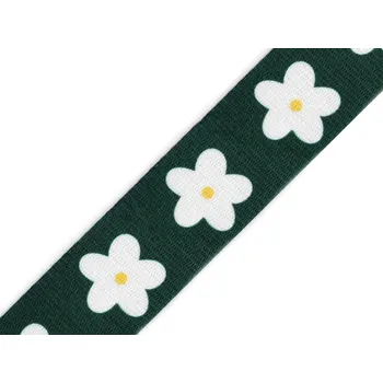 Hladký oboustranný popruh šíře 38 mm, střední, 2 zelená tmavá bílá