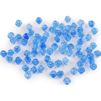 Dětské navlékací korálky Skleněné korálky broušené Ø4 mm transparentní s průtahem, střední, 9 modrá