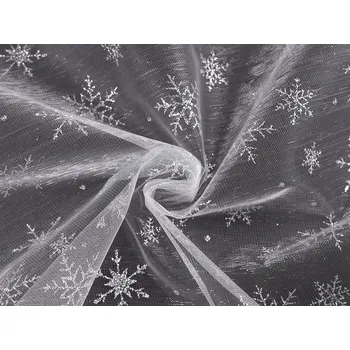 Stuha Organza s glitrovými vločkami, střední, 1 bílá stříbrná