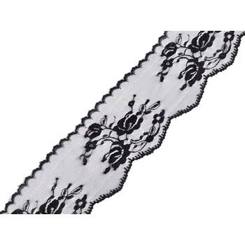 Krajka Silonová krajka šíře 65 mm, střední, 2 černá