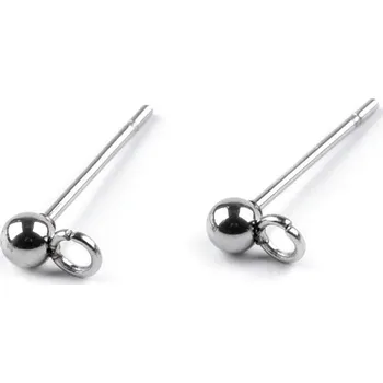 Materiál na výrobu šperku Nášnicová puzeta s kuličkou Ø3 mm z nerezové oceli, velké, platina