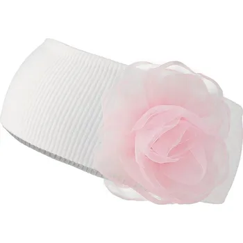 Čelenka Bavlněná čelenka pro miminko s ozdobou, střední, 2 Off White květ