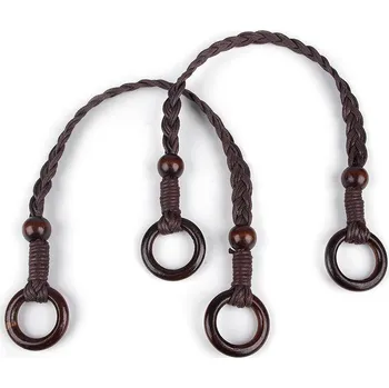 Proplétaná ucha na tašky délka 48-50 cm s kroužky, velké, 2 hnědá tmavá