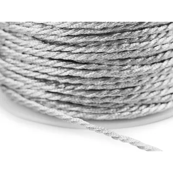 Kroucená šňůra Ø1,5 mm s kovovým vláknem, střední, stříbrná