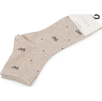 Dámské ponožky Dámské / dívčí bavlněné ponožky, velké, 7 béžová světlá mašle