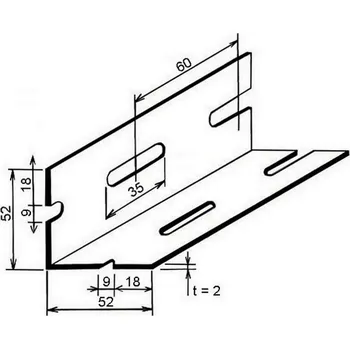 Stavební profil Profil L 52×52×2 mm děrovaný – 6 m