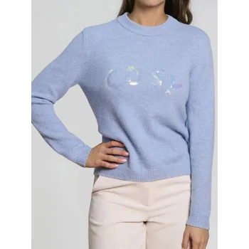Dámský svetr Sinsay - Svetr s třpytivými flitry s příměsí vlny - modrá - 332FJ-05M - 332FJ-05M-L