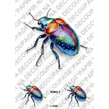 Výtvarný papír Rýžový a soft papír na decoupage - Brouci - KB3026 Materiál: Rýžový papír, Rozměr: A4