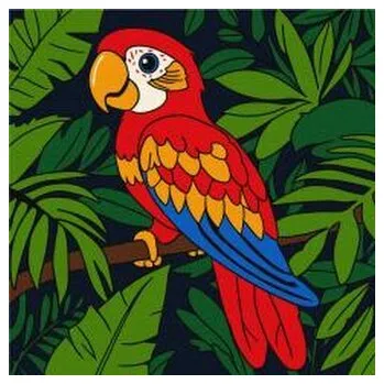 Set školních potřeb Malowanie po numerach - Wielobarwna papuga 25x25cm