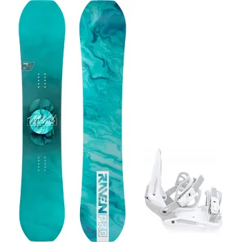 Snowboard Snowboard komplet Raven PRO Marble Carbon Mint + vázání RAVEN S230 White Velikost: 143 cm, Velikost vázání: S/M