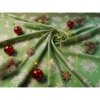 Vánoční dekorace HEDVA ČESKÝ BROKÁT Odaska 163 ZVONKY A JMELÍ zelená 163 cm