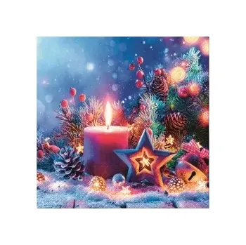 Papírový ubrousek Ubrousky vánoční modré - svíčka (Tete)