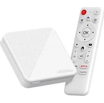 Multimediální centrum TV Box Android 14 4K 60fps Streamovací přehrávač médií 2GB RAM 16GB ROM WiFi 2.4G/5G Bluetooth HDMI Ethernet USB AV IR dálkové ovládání bílá