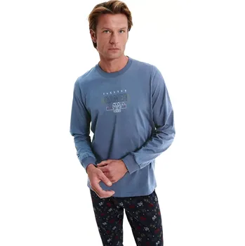 Pánské pyžamo Pánské pyžamo s dlouhým rukávem 19630 velikost XL