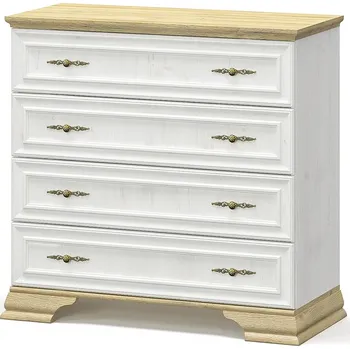 Komoda VerDesign JARMANKA 4DRW rustikální komoda, borovice/dub zlatý