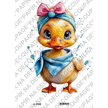 Umělecký papír Rýžový a soft papír na decoupage - Kačenka - KB3105 Materiál: Soft, Rozměr: A4