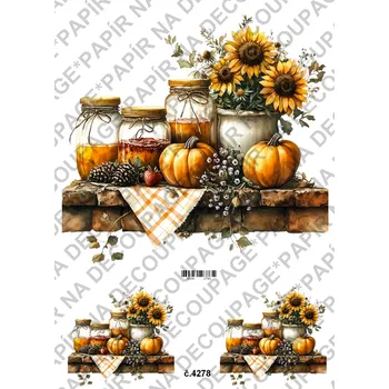 Umělecký papír Rýžový a soft papír na decoupage - Podzimní dekorace - KB04278 Materiál: Soft, Rozměr: A4