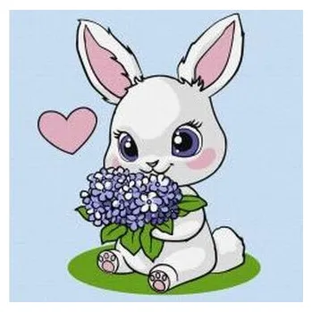 Malowanie po numerach - Króliczek z hortensjami