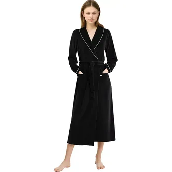 Dámský župan Dámský luxusní sametový župan Vamp 23164 černý velikost XXL