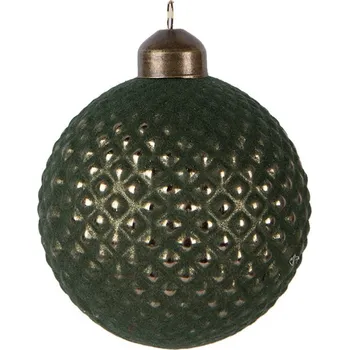 Vánoční ozdoba Zelená skleněná vánoční ozdoba koule - Ø 8*9 cm