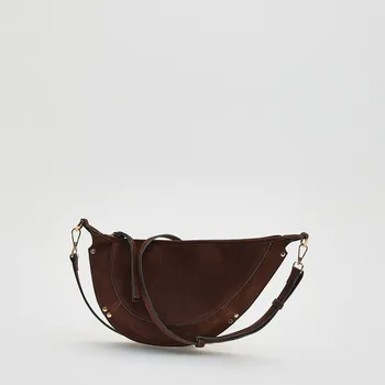 Kabelka Reserved - Kabelka z ekologického semišu - tmavě hnědá - 716FC-89X - 716FC-89X-ONE