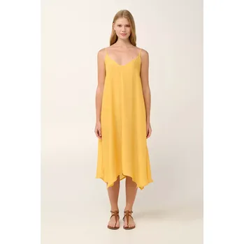 Dámské šaty Letní žluté šaty Vamp na ramínka 22875 yellow gold velikost XXL