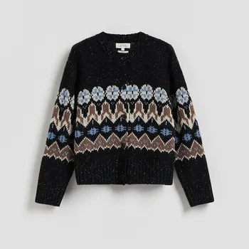 Dámské oblečení Reserved - Vzorovaný vlněný kardigan - vícebarevná - 195HW-MLC - 195HW-MLC-M