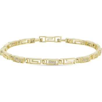 Náramek Pozlacený náramek s geometrickým vzorem a čirými zirkony 3036
