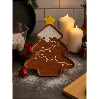 Vánoční dekorace Sinsay - Vánoční keramický talíř ve tvaru vánočního stromku - vícebarevná - 681GI-MLC - 681GI-MLC-ONE