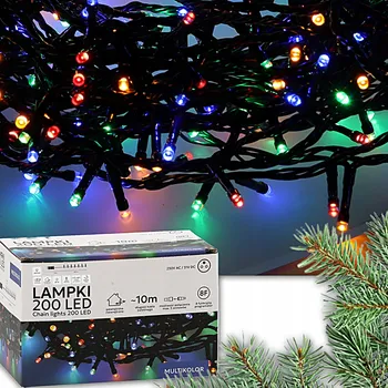 Vánoční dekorace LED VÁNOČNÍ SVĚTÝLKA VENKOVNÍ VNITŘNÍ 200 SVĚTEL 8 FUNKCÍ 3+10 M