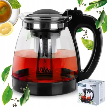 Konvice na čaj Čajová konvice se sítkem na nápoje Čajové byliny Nálev Skleněný VILDE 2 l